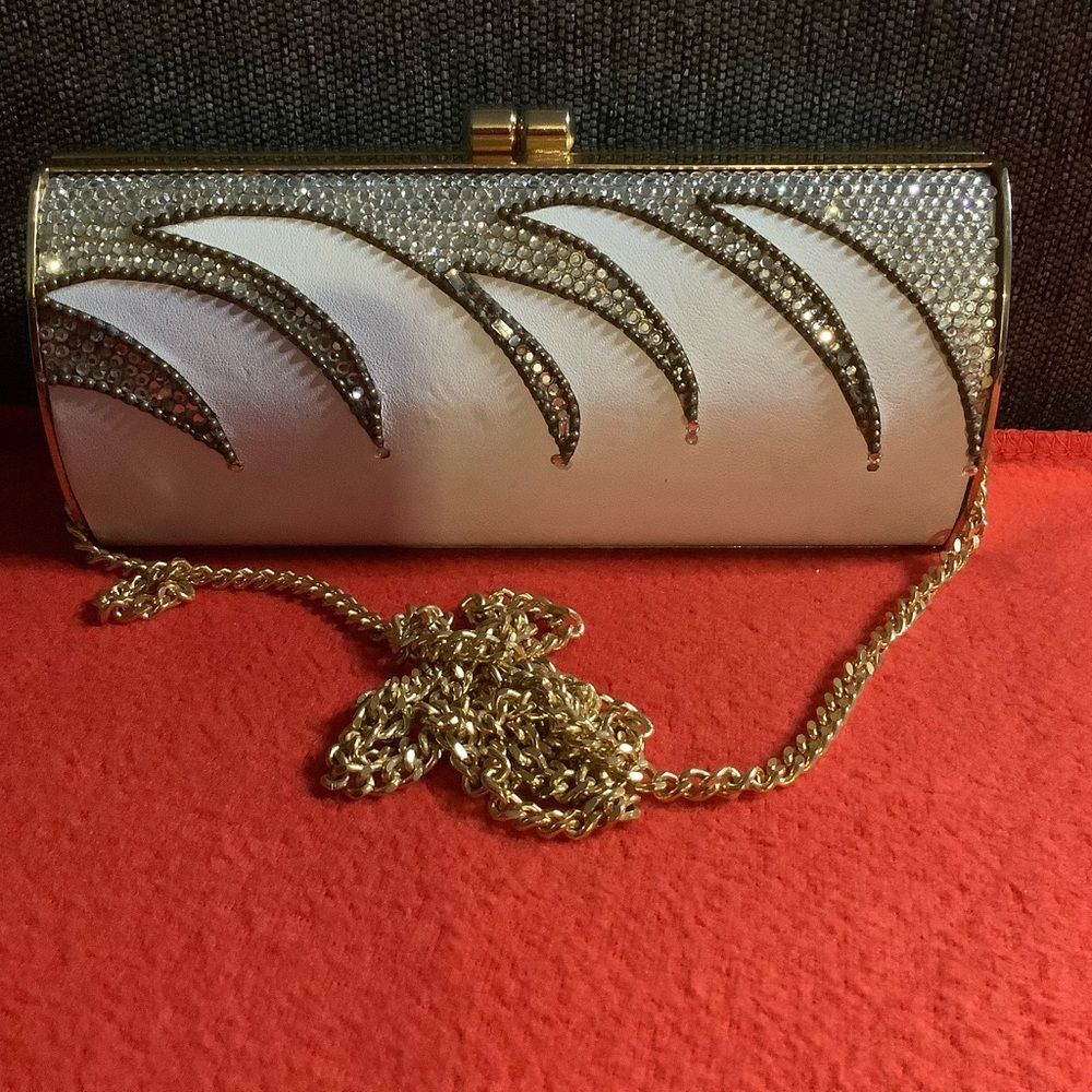 Henryks BiJoux Vienne Vintage Leather hardcase Jeweled Clutch Purse